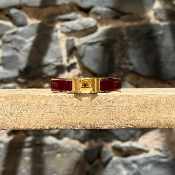 Hermès Burgundy Enamel GHW Clic H Bracelet - Picture 3 of 14